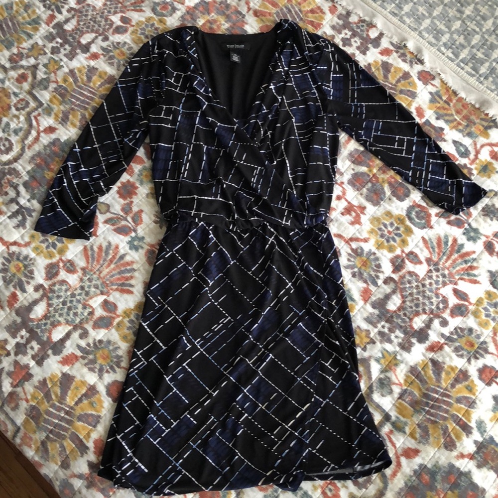 Black blue striped dress